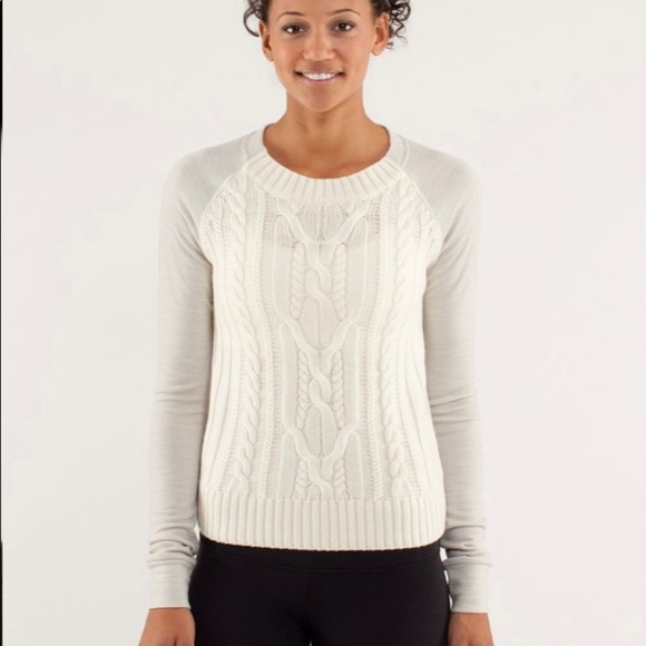 Lululemon St Moritz Cable Knit Wool French Sweater - Picture 2 of 13